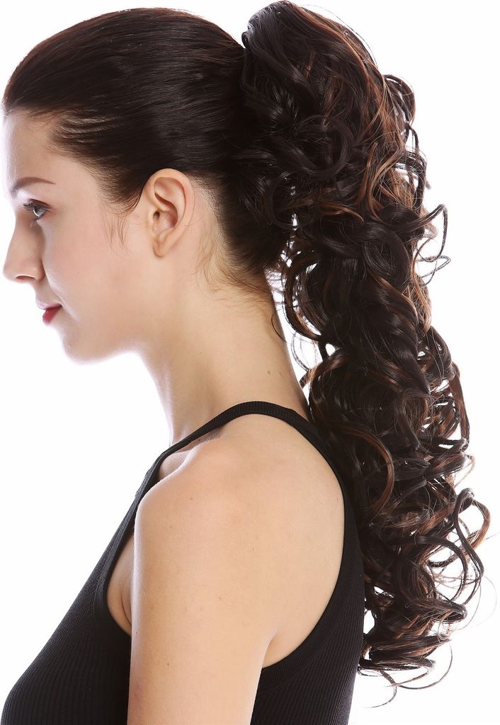 WIG ME UP Zopf Pferdeschwanz Locken Lang Kastanie Braun MKB-6A-V-4H30