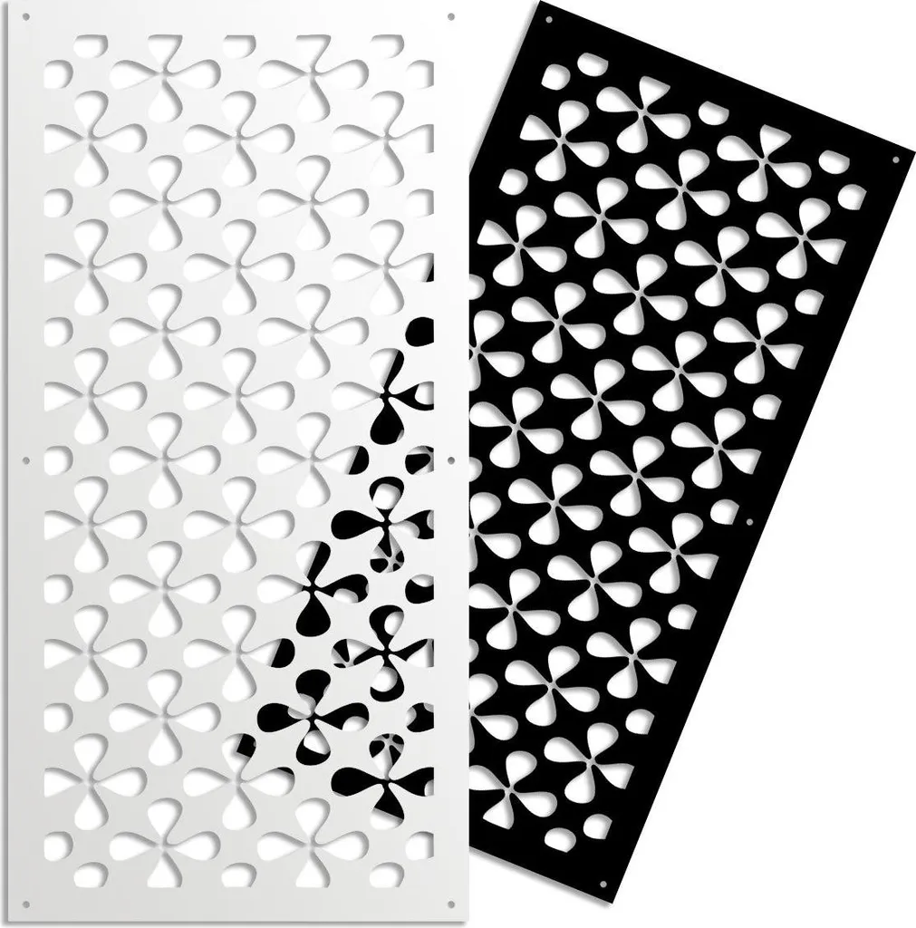 QUADRIFOGLIO Pannello in PVC Traforato Nero 47x94 cm - Divisorio Frangisole