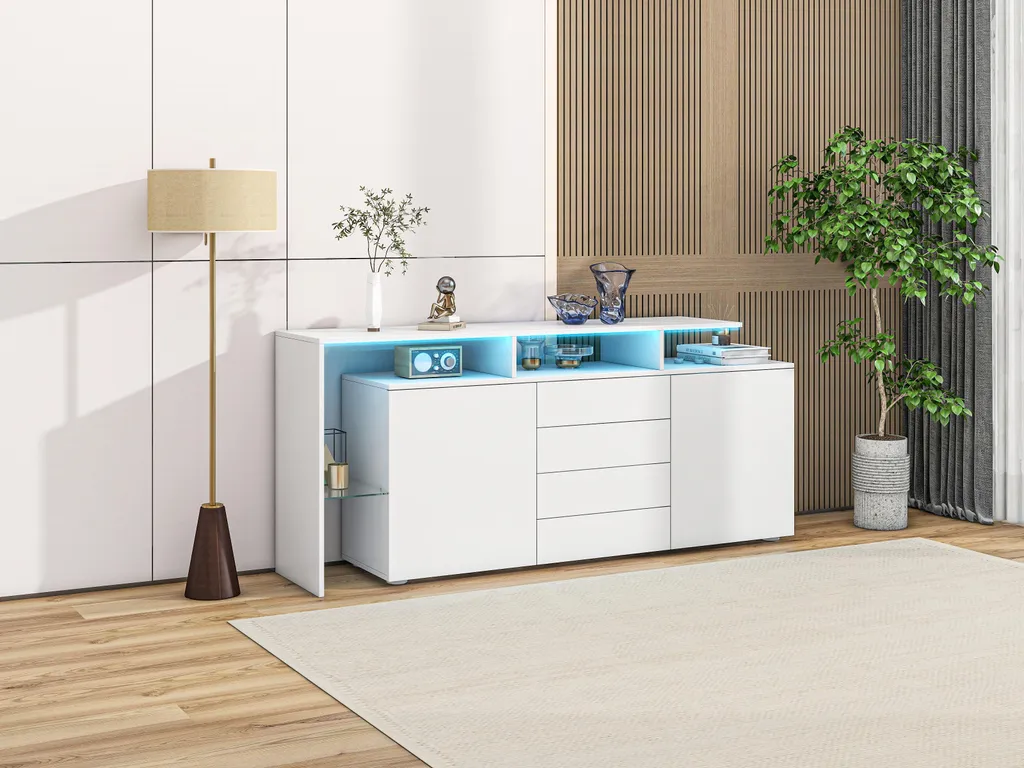 Commode de rangement lumineuse LED blanche, solution gain de place chic - 6