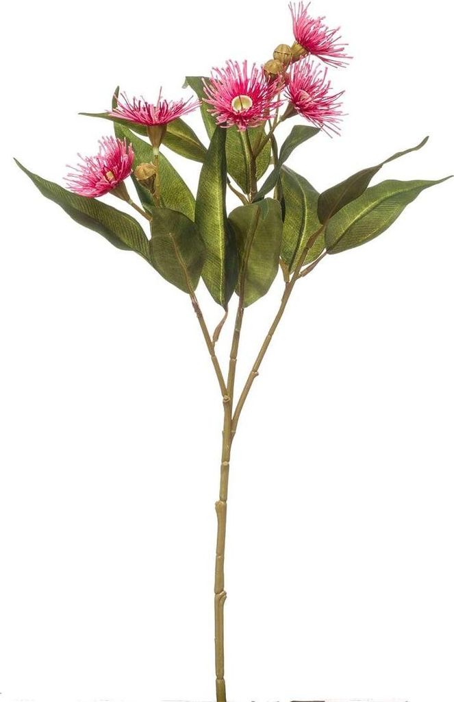 artplants.de Künstlicher Zweig Eukalyptus MEVARD mit Blüten, pink, 60cm - Kunst Eukalyptuszweig