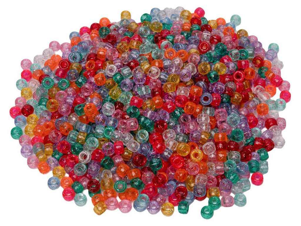Farbvarianten – Pony-Perlen Glitter 6 x 9 mm, 1000 Stück Produktbild 