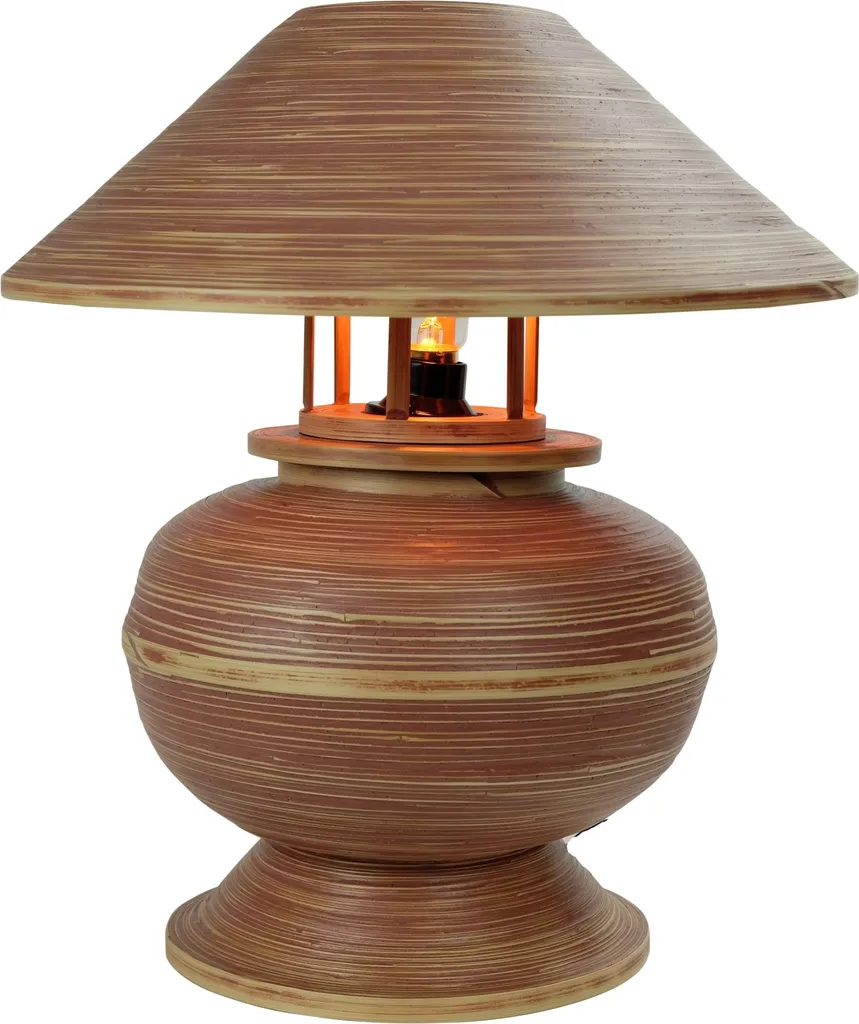 Luminaire de Salon en Bambou Tressé - Lampe de Table Design Spirale