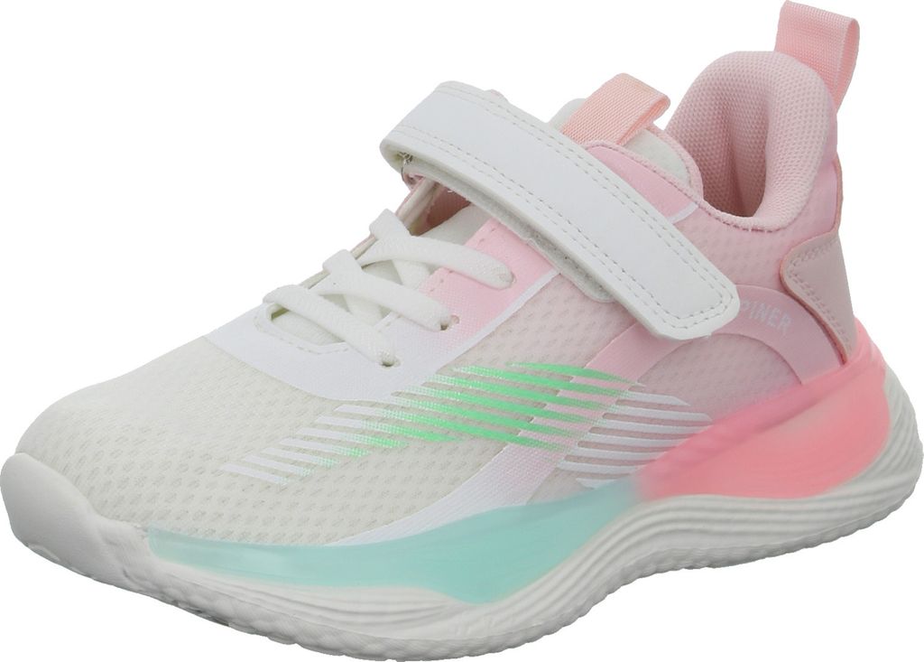 Sneakers Kinder-Mädchen-Sneaker-Slipper-Klettschuh Weiß-Pink-Mehrfarbig, Farbe:weiß, EU Größe:34