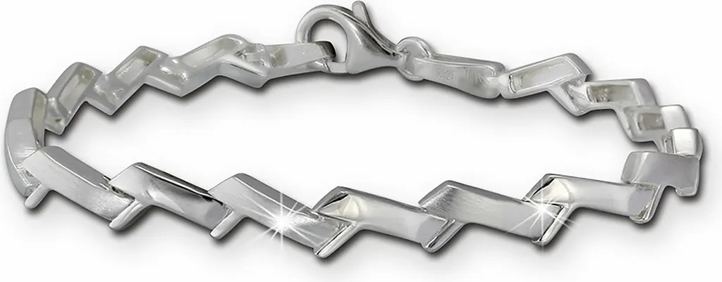 Bracelet argent 19cm femme chic motif zigzag mat pour idée cadeau
