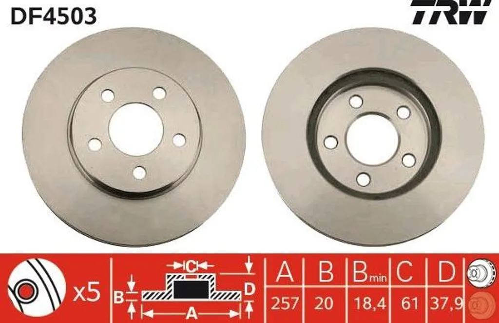 Disque de frein avant ventilé TRW DF4503 compatible avec Neon II OE