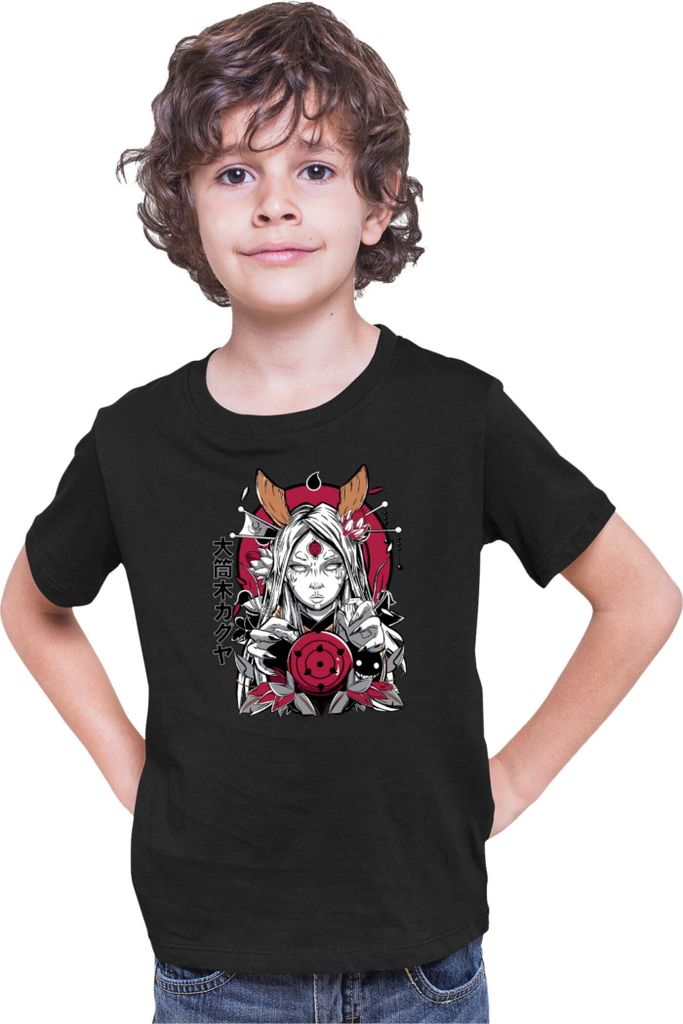 Kinder T-Shirt Japan Anime Manga Naruto Kaguya Otsutsuki, 5-6 Jahr - 116 / Schwarz