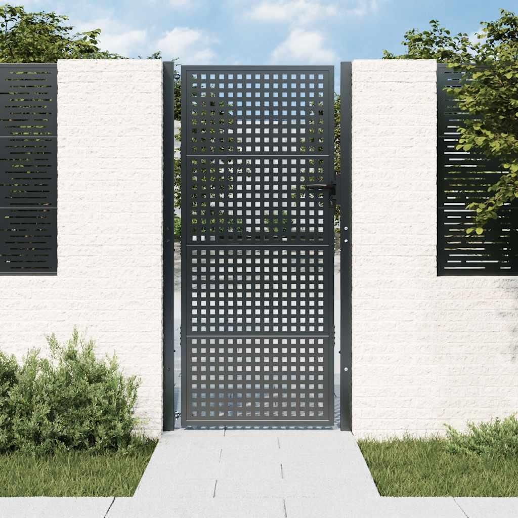 vidaXL Tuinpoort Antraciet 100x175 cm Staal Productafbeelding 