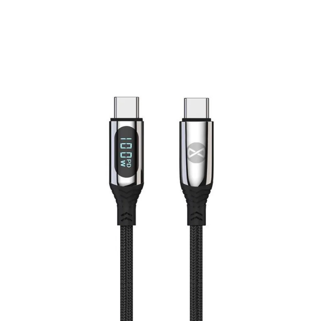 Cavo dati con LCD Forever USB-C a USB-C 1m 100W nero