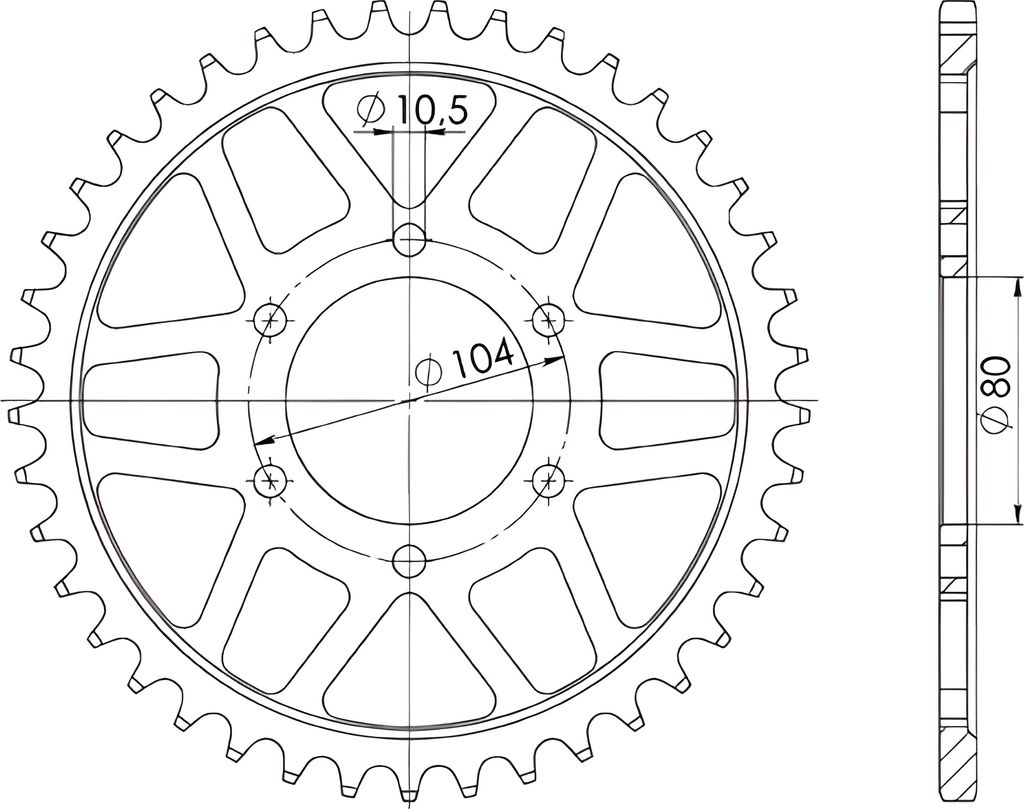 Stahl-Kettenrad Supersprox 630 - 35Z (schwarz) RFE-501:35-BLK|ID 80,0 LK 104,0 6-Loch