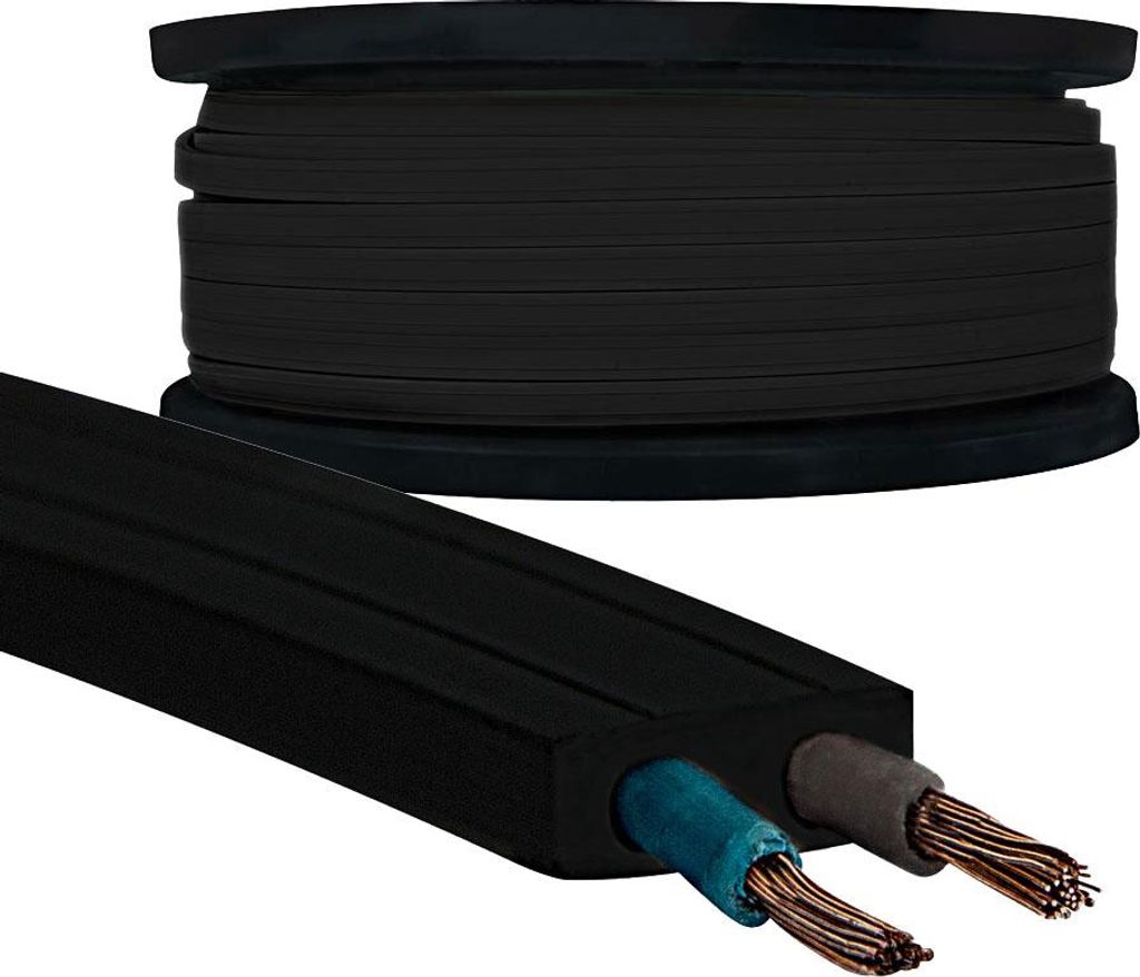 1m de câble plat Illu H05RNH2-F 2x1,5mm² noir Image du produit 