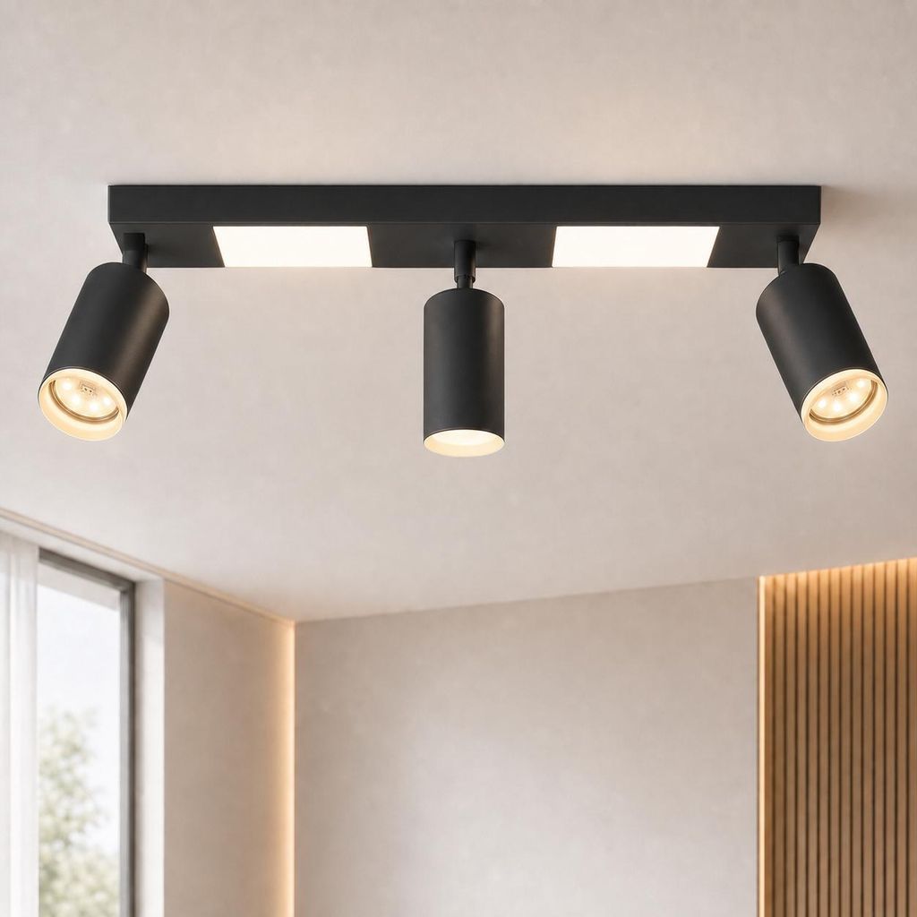 ZMH Deckenleuchte Led Deckenspot 3 Flammig GU10 - Schlafzimmerlampe 3000k Schwarz Küchenlampe 20W Deckenstrahler Schwenkbar Flurlampe Metall