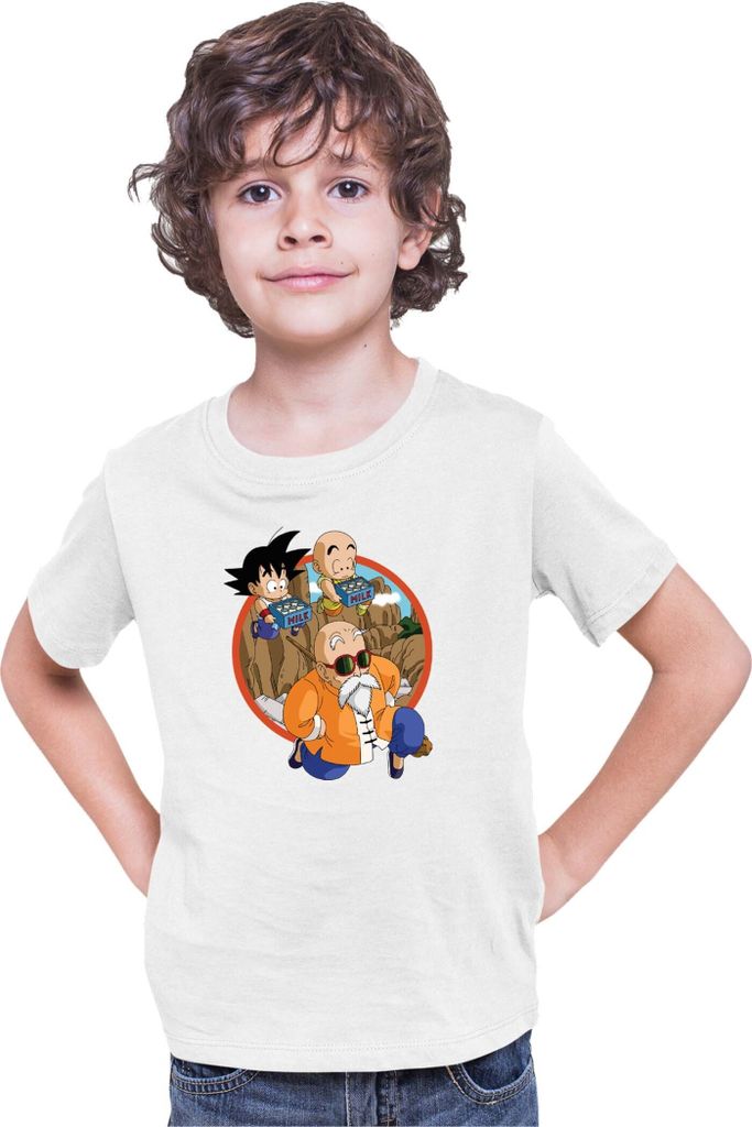 Kinder T-Shirt Dragon Anime Manga Ball Z Master Roshi 015, 7-8 Jahr - 128 / Weiß