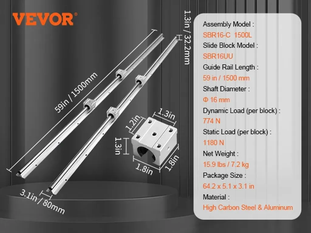 Rail linéaire SBR16 1500mm : Construction durable et haute précision