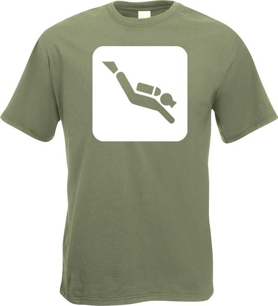 Kiwistar - T-Shirt - Olive - Tauchstelle Tauchspots Piktogramme Herren Funshirt Bedruckt Design Sprüche Spruch Motive - mit Motiv Bedruckt - Funsh...