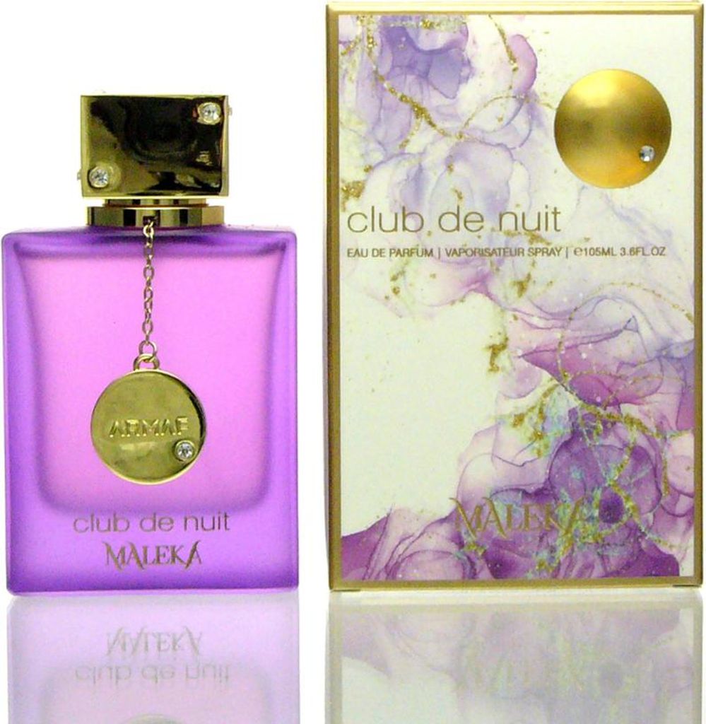 A perfume bottle and its box are displayed side-by-side against a white background.