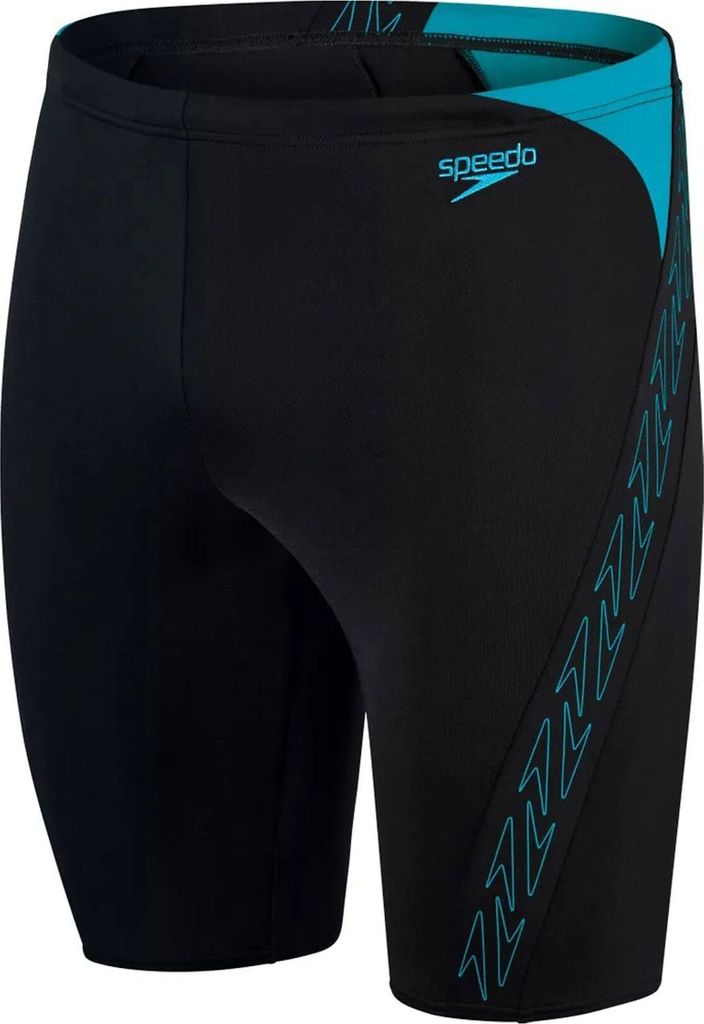 Speedo Hyperboom Jammer Badehose für Herren chlorbeständig, Farbe:Black-Blue, Größe:8