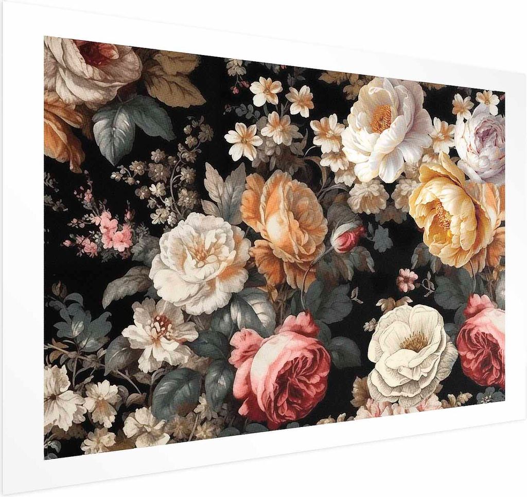 Posterpapier Poster - Colorful Flowers on a Black Background 60x40 cm Blumen b-H-10017-ao-a