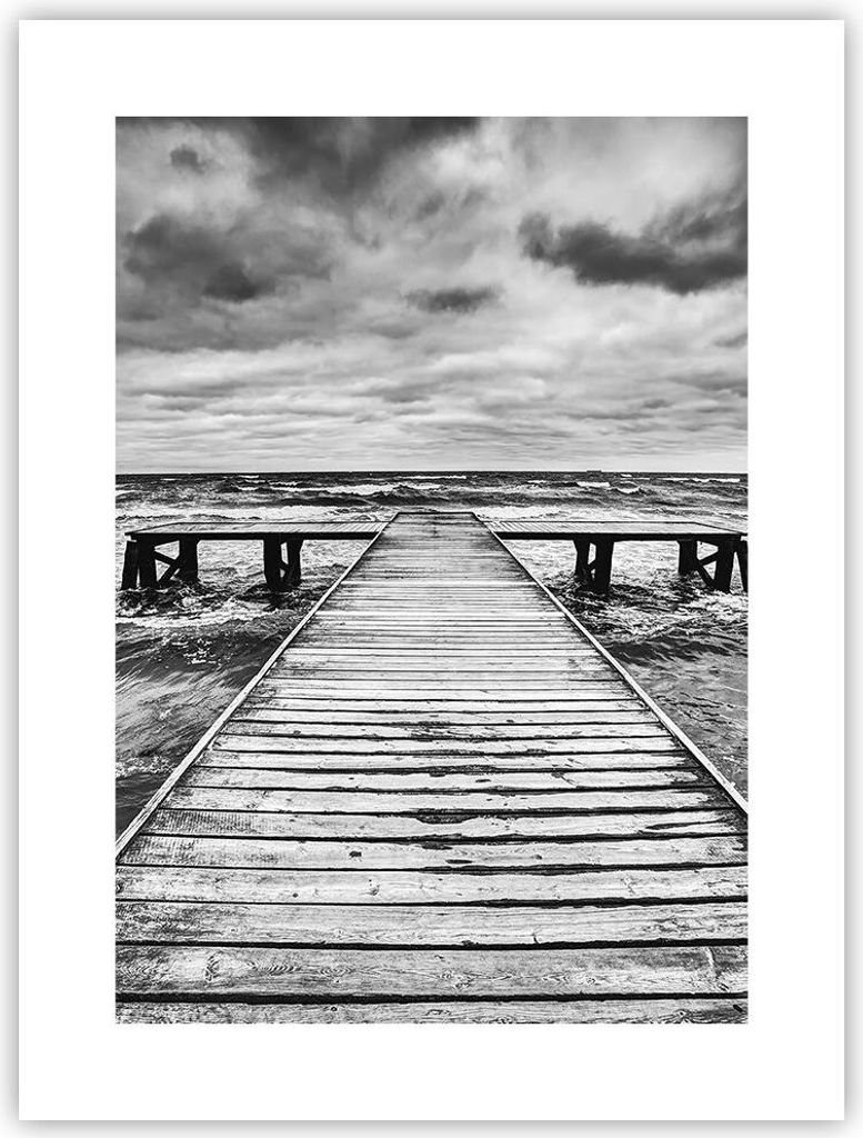 Poster - Poster ohne Rahmen - Brücke Meer Welle - 30x40 cm - Wand Bild - Wanddeko - Wandbilder - Kunstposter - Wandposter - Bilder - Kunstdruck - ...