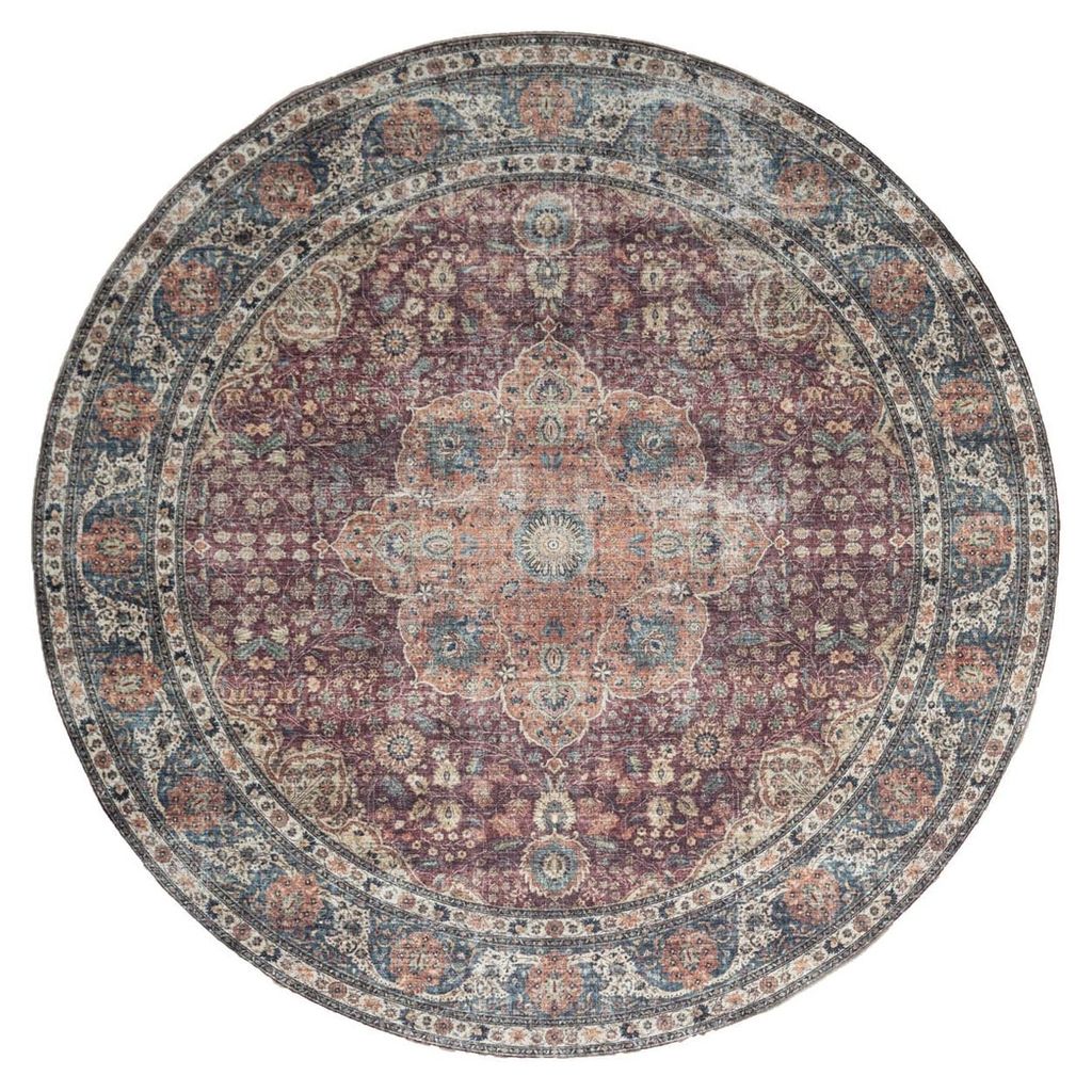 In- & Outdoor Teppich Rund - Kairo Medaillon Bordeaux Produktbild 