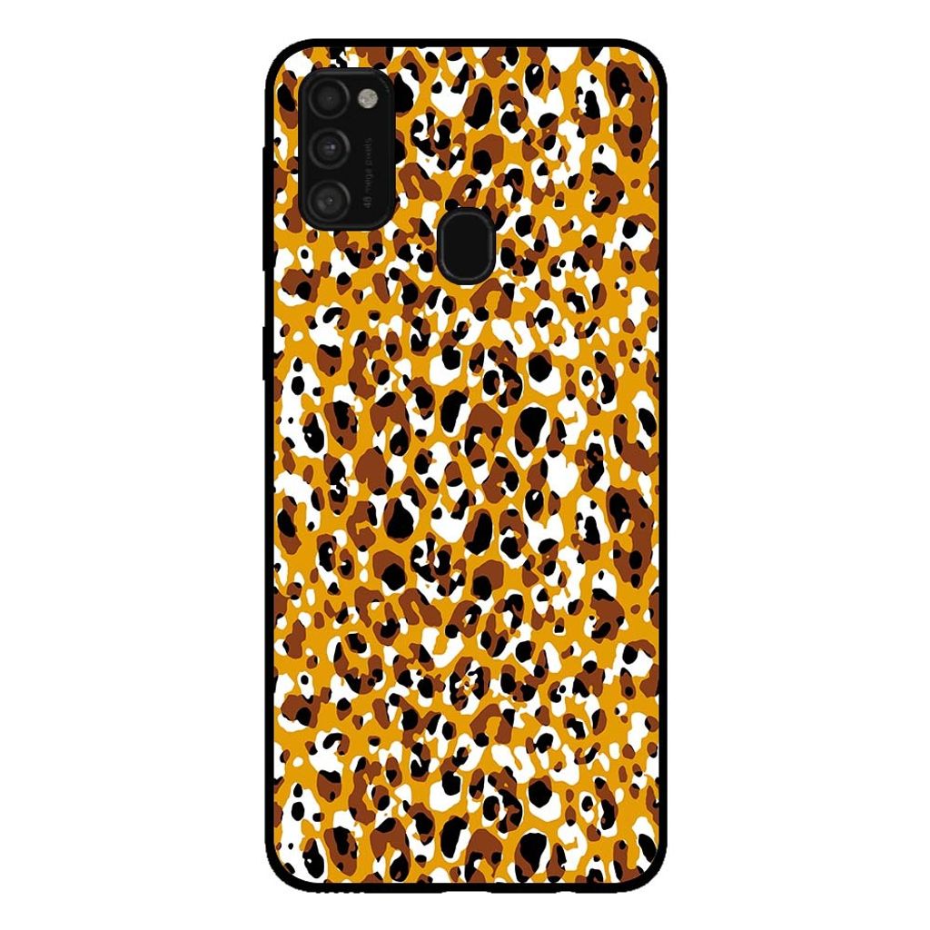 Smartphonica Handyhülle für Samsung Galaxy M21 mit Panther-Print - TPU-Hülle mit Faultier-Print - Braun