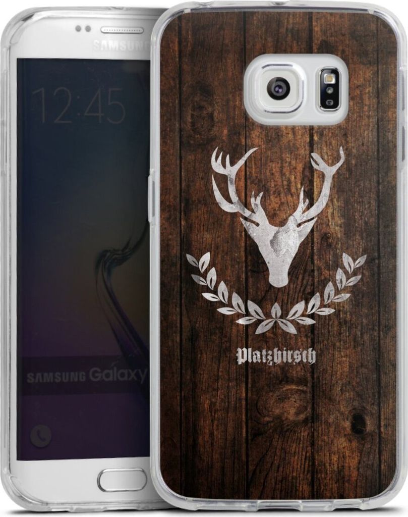 DeinDesign Handyhülle für Samsung Galaxy S6 Edge Silikon Hülle Case Smartphone Schutzhülle Hirsch Holz Holzoptik