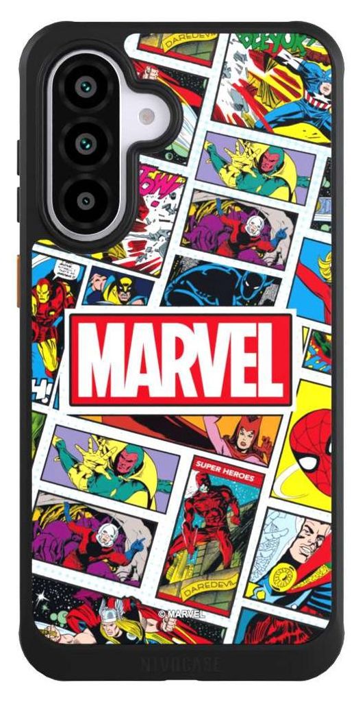 NIVOCASE Hülle für Samsung Galaxy A56 5G Handyhülle NIVOcore Case Schwarz Comic Muster Marvel