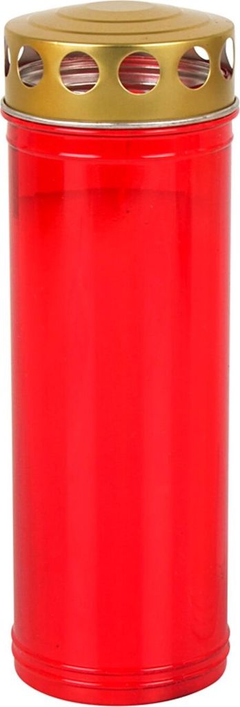XL Grablicht rot Grabkerze Ewiglicht Tagebrenner Gedenkkerze goldener Deckel