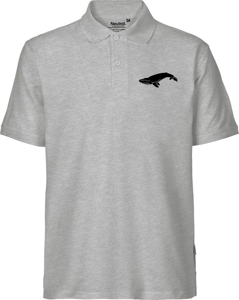 Huuraa Herren Polo Shirt Wal Silhouette S Sport Grey Bio Baumwolle Fairtrade Poloshirt Geschenkidee