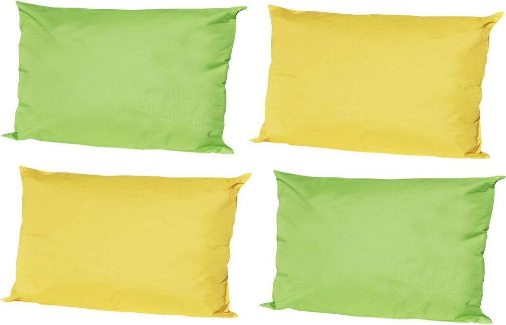 JACK 4x Outdoor Lounge Kissen 30x50cm viele Farben Dekokissen inkl. Füllung Wasserfest Sitzkissen Garten Stuhl, Farbe:2x Gelb - 2x Grün