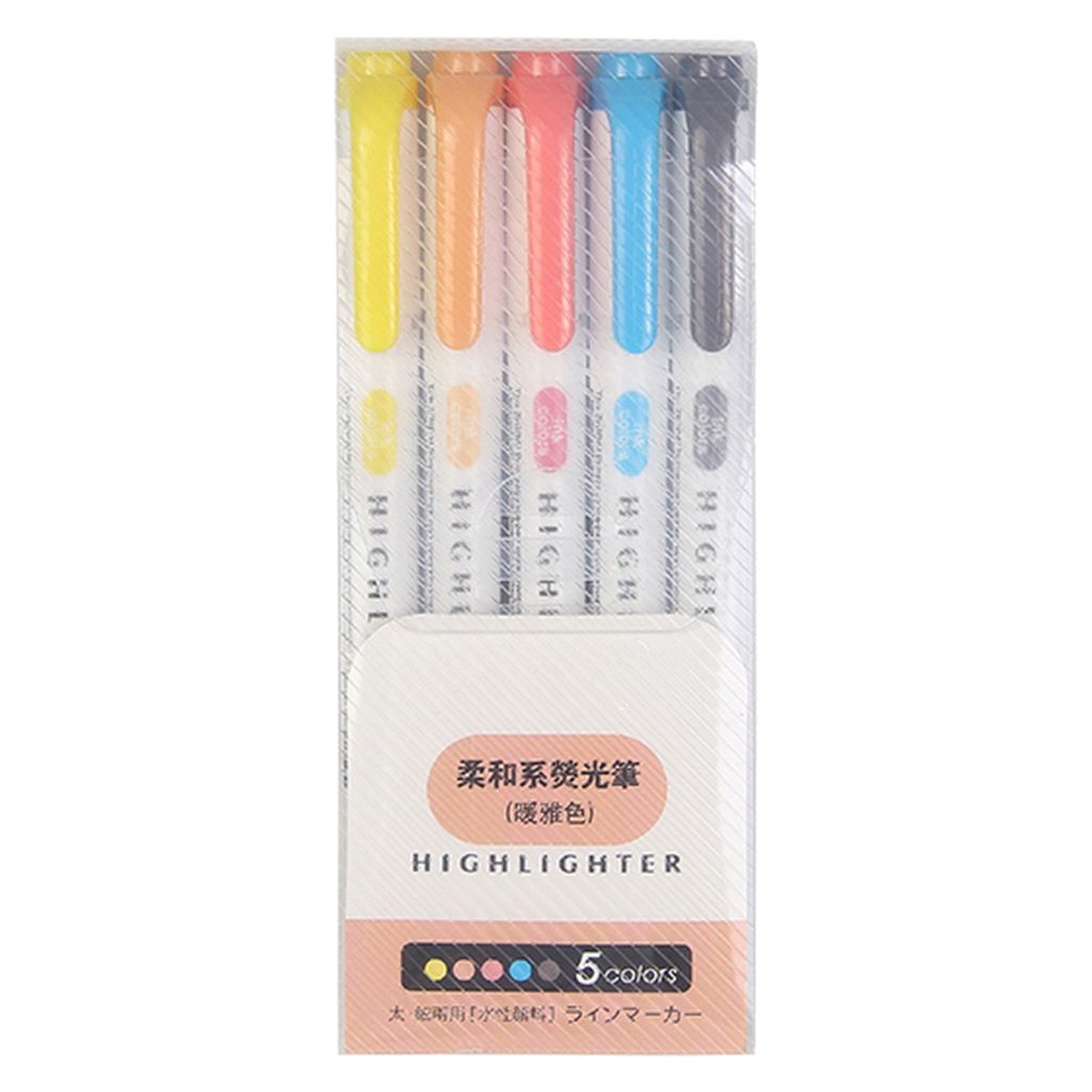 5pcs Fluoreszenzmarker Stift Doppelkopf hellfarbene Uniforminten-Tintenausgangsschüler tragbare 5-Farben-Highlighter-Stift-Set täglich Gebrauch-C