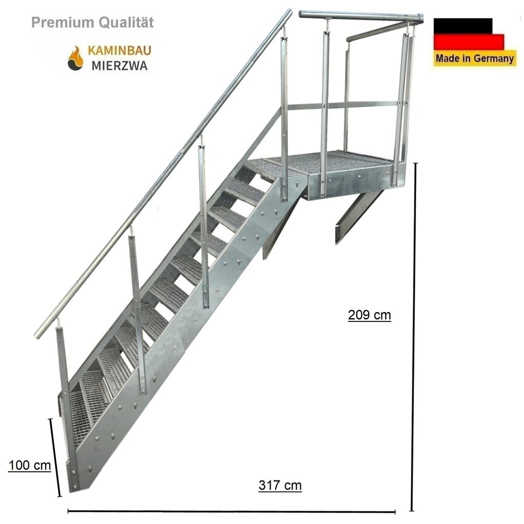 Podesttreppe Wangen- Stahltreppe 11 Stufen Höhe 209cm Produktbild 