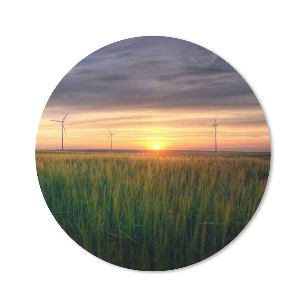 MuchoWow Mauspad Mousepad Windmühle - Sonne - Gras 50x50 cm - Mousepads - Maus Mat - Pad - Mausunterlage - Vinyl