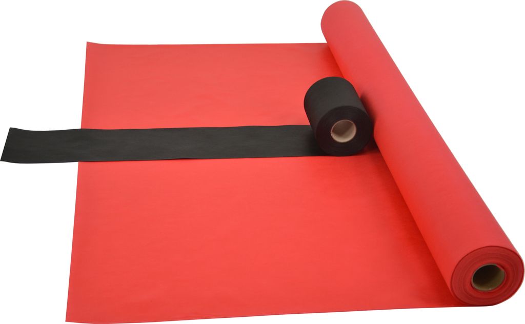 Sensalux Kombi-Set 1 Tischdeckenrolle 1m x 25m rot + Tischläufer 15cm schwarz