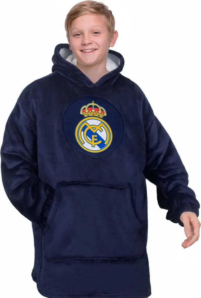 Sweat à capuche géant Real Madrid pour enfant 6-10 ans en polaire douce