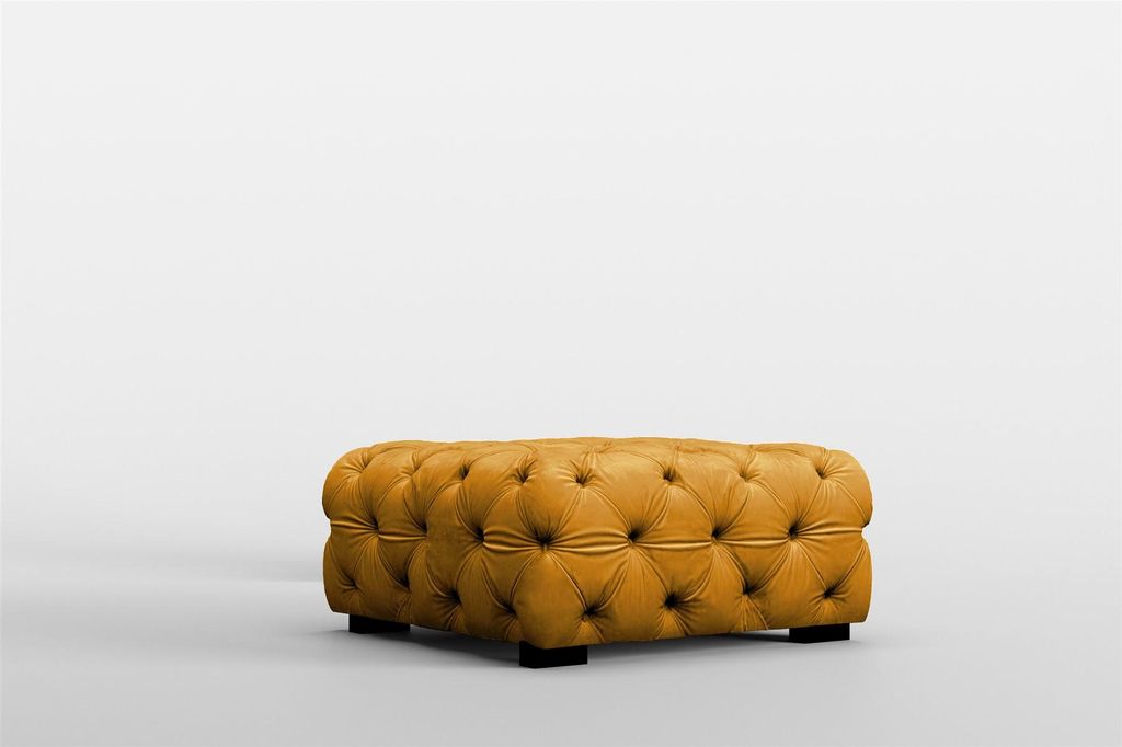 Polsterhocker Designerhocker Sitzhocker NATALIE in Stoff Riviera Goldgelb
