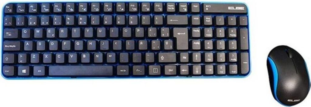 ELBE PTR-101, Volle Größe (100%), Kabellos, RF Wireless, Membran Key Switch, Schwarz, Blau, Maus enthalten