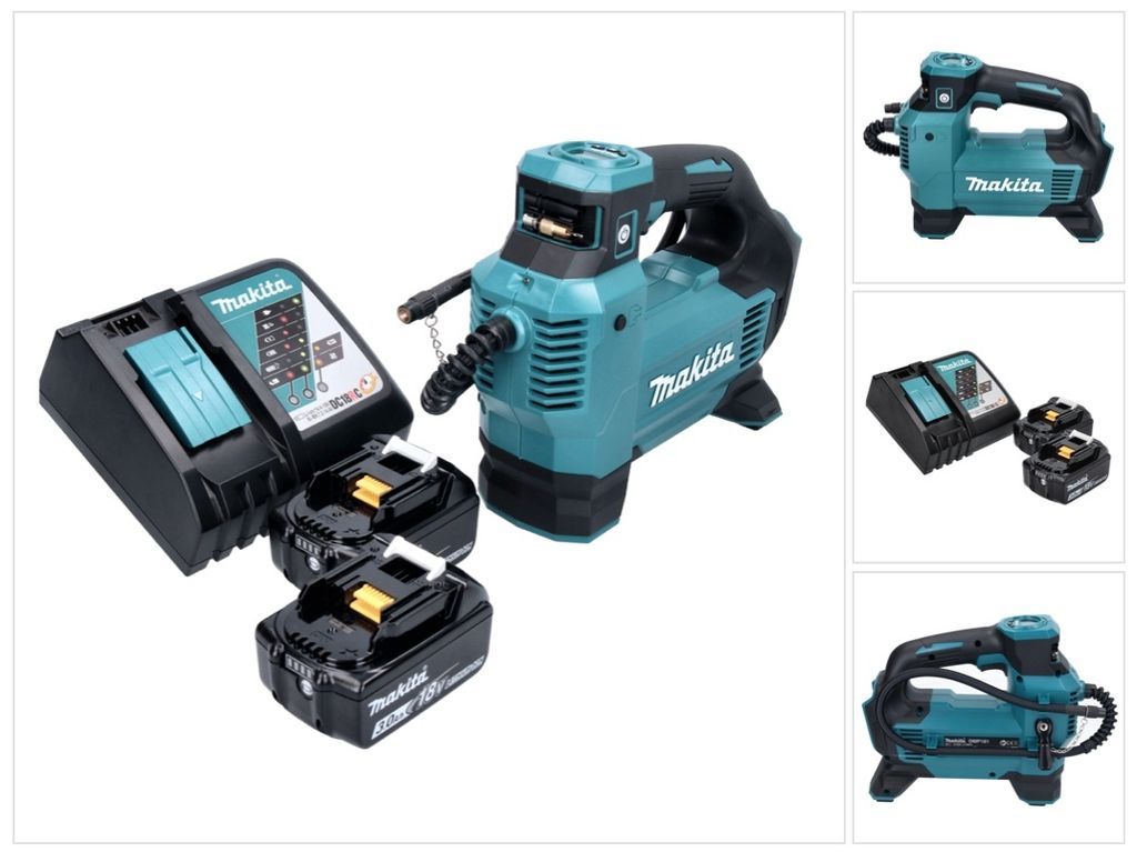 Makita DMP 181 RF Akku Kompressor 18 V 11,1 bar + 2x Akku 3,0 Ah + Ladegerät