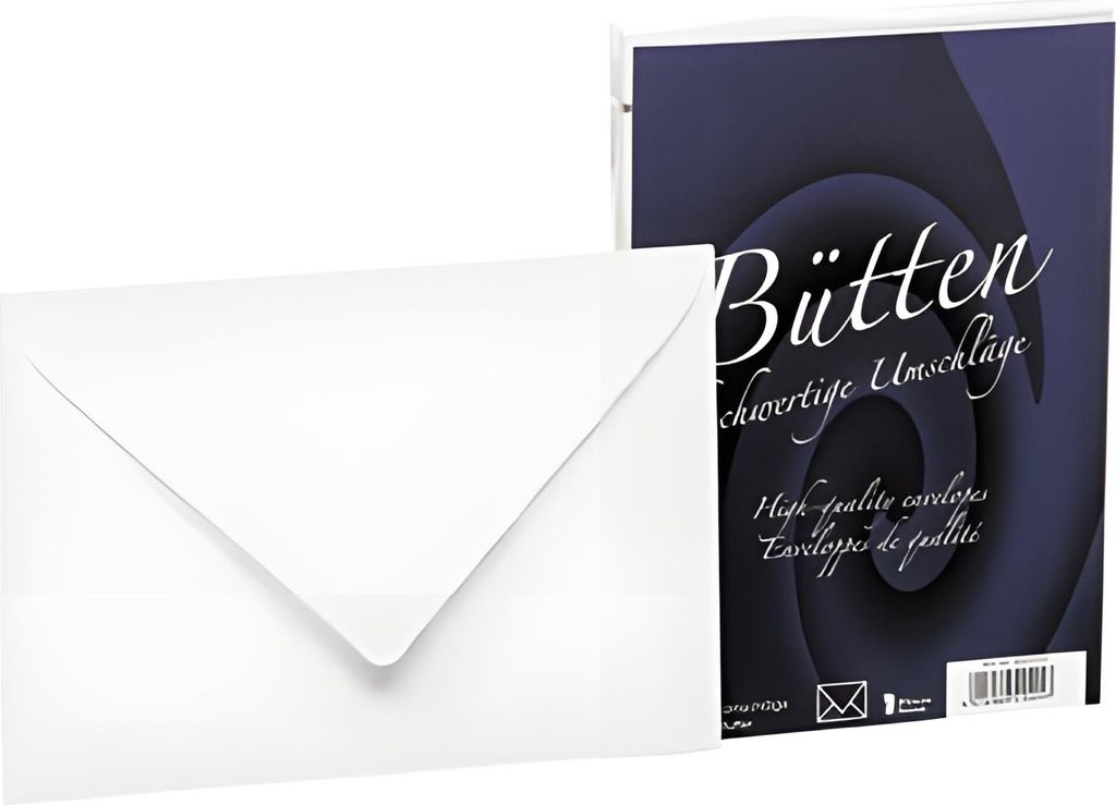 Rössler Papier - Briefhüllen C6 gef. Bütten weiss - Liefermenge 10 Stück