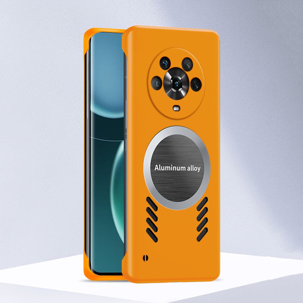 Honor Magic4 Hülle, Frameless PC Matt Kühlabdeckung Loch Wärmeableitung Schutzhülle für Honor Magic4 Orange
