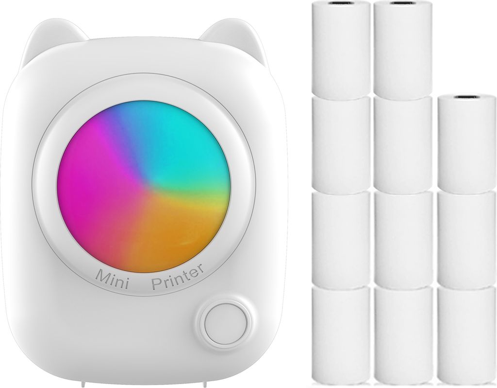 Mini-Taschen-Thermo-Sofortbilddrucker, Etikettendrucker, Bluetooth-Verbindung, kompatibel mit Android- oder iOS-App-Unterstuetzung, Quittungsetiket...