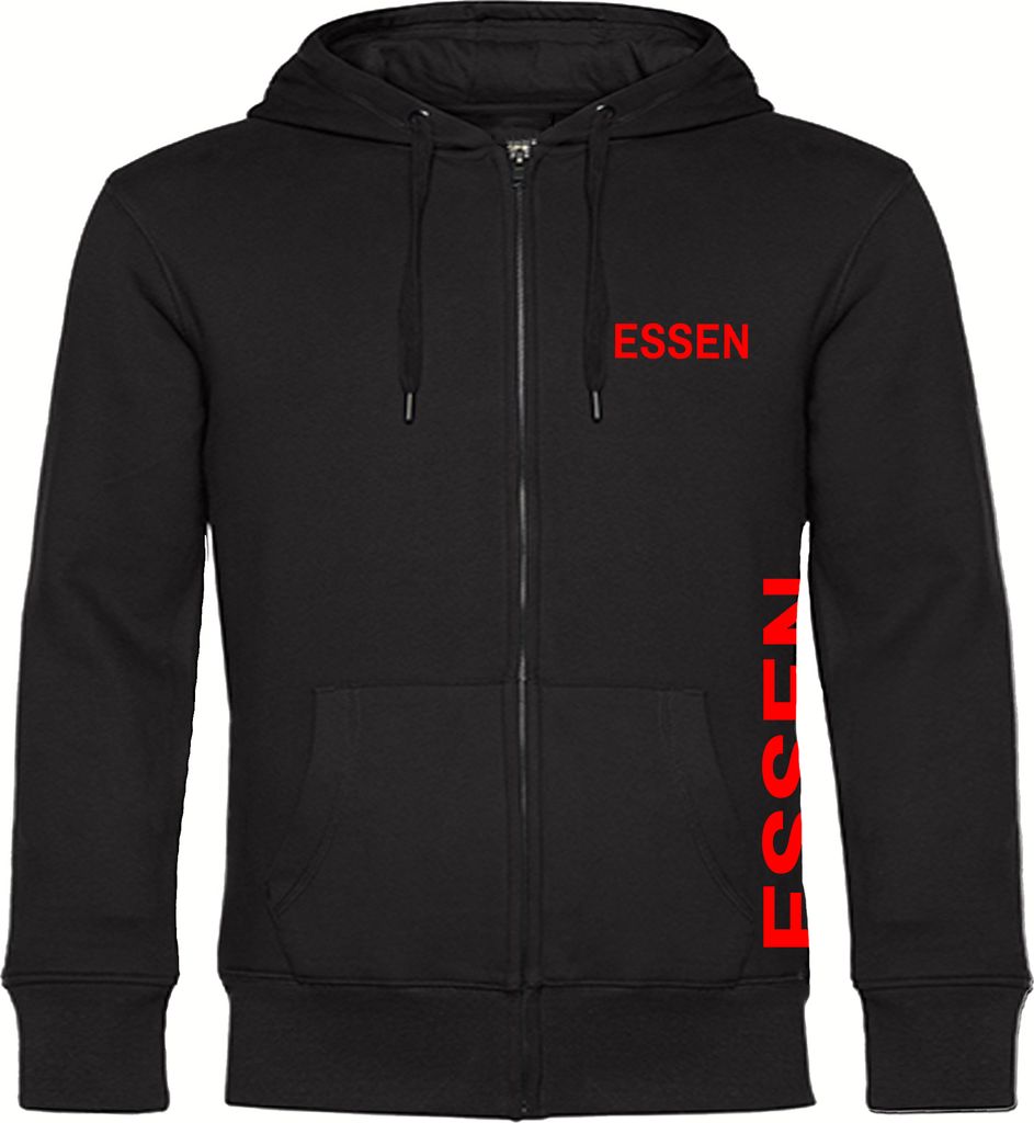 multifanshop Kapuzen Sweatshirt Jacke - Essen - Brust & Seite, schwarz, Größe 3XL