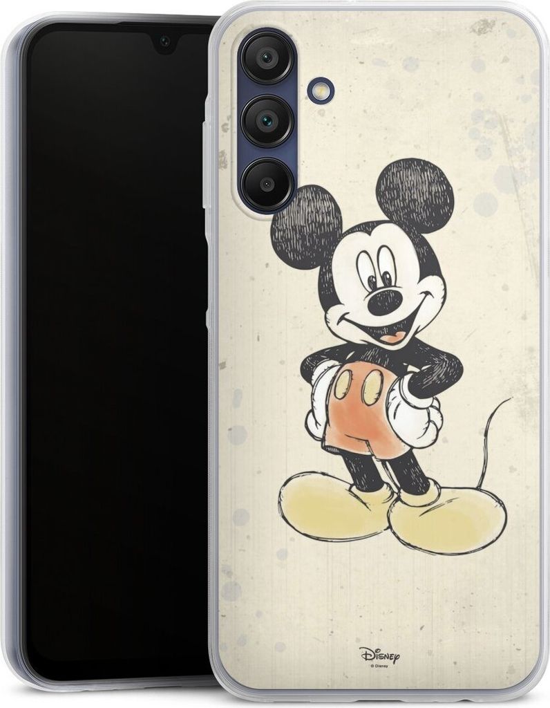 DeinDesign Slim Hülle für Samsung Galaxy A15 Silikon Case Ultra Dünn Handyhülle Mickey & Minnie Mouse Offizielles Lizenzprodukt Wasserfarbe