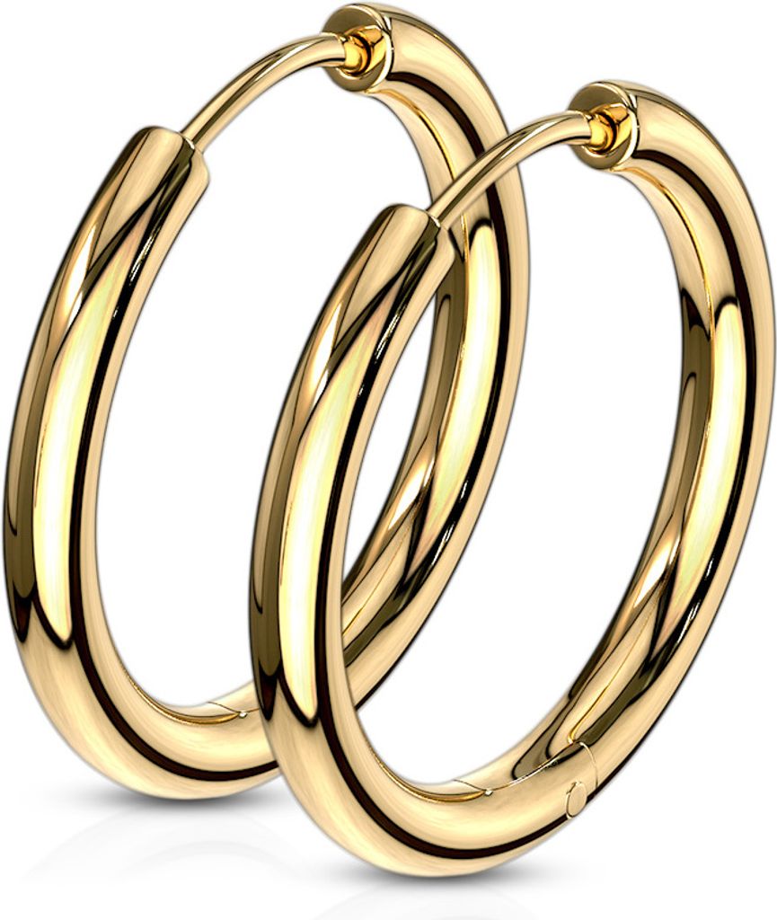 viva-adorno 20mm Ø Klappcreolen Hoop Ohrringe Edelstahl Creolen ER96, Gold