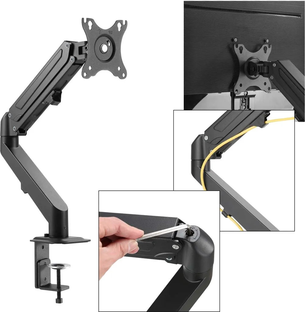 Support Écran PC à Ressort à Gaz avec Rotation et Inclinaison - 4