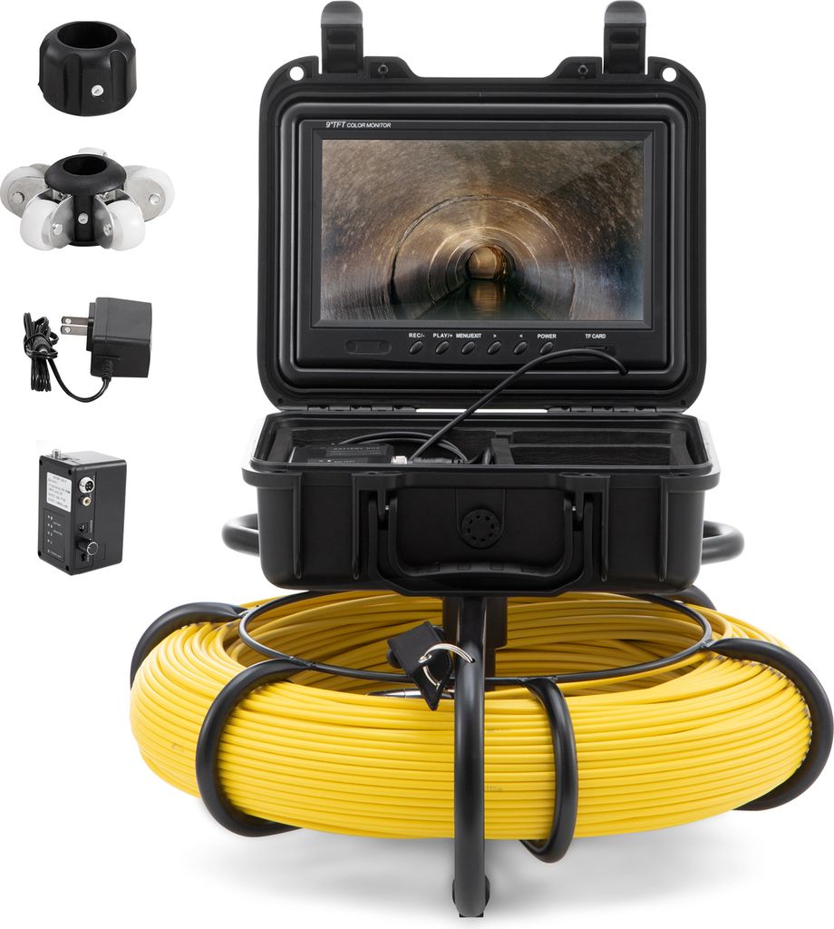 SucceBuy Kanalkamera Rohrinspektionskamera - 9-Zoll-720p-Bildschirm. 120 m langes Kabel. Professionelle Qualität für genaue Rohrinspektion. Langl...