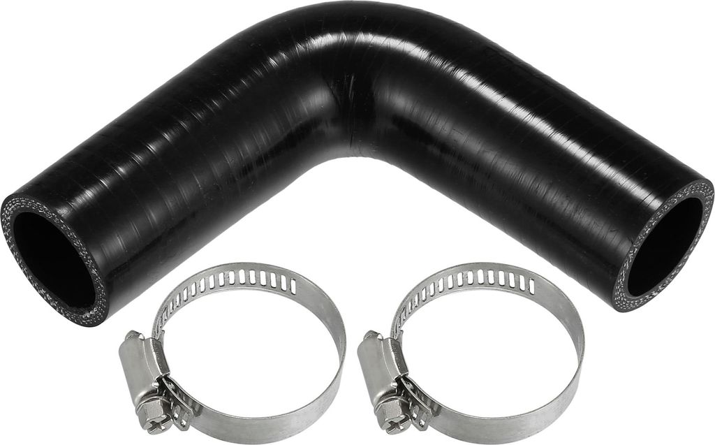 1 Satz 30mm / 1,18" ID 100mm / 3,94" Länge 90 Grad Schwarzer Autosilikonschlauch Kühlmittelschlauch mit Schellen Universal