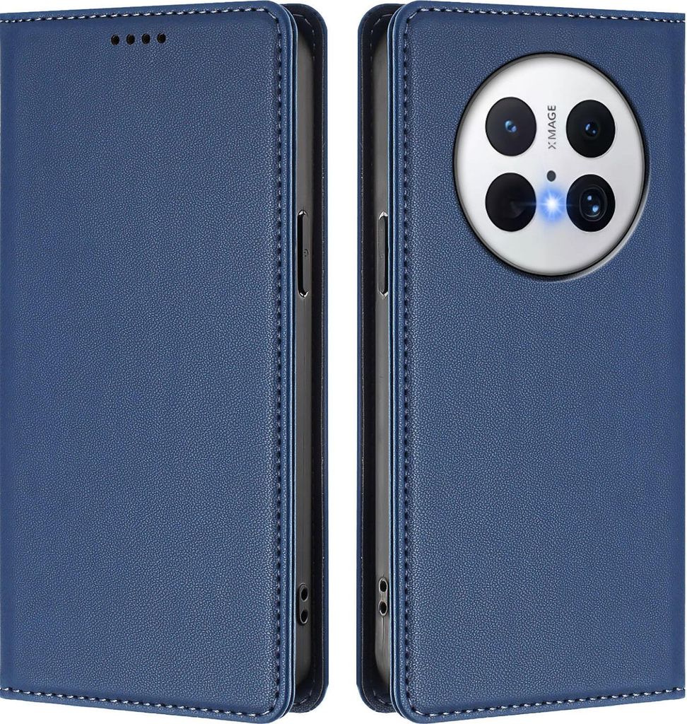 Handyhülle für Huawei Mate 70 Pro/Mate 70 Pro+, Kunstleder Klapphülle Stoßfeste Magnetische Hülle mit Ständer Dunkelblau