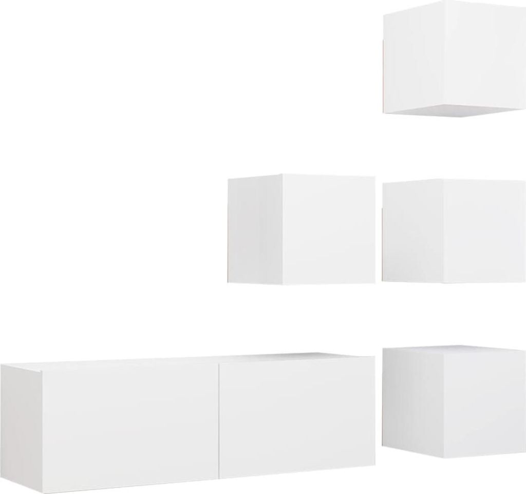vidaXL 5-tlg. TV-Schrank-Set Weiß Holzwerkstoff
