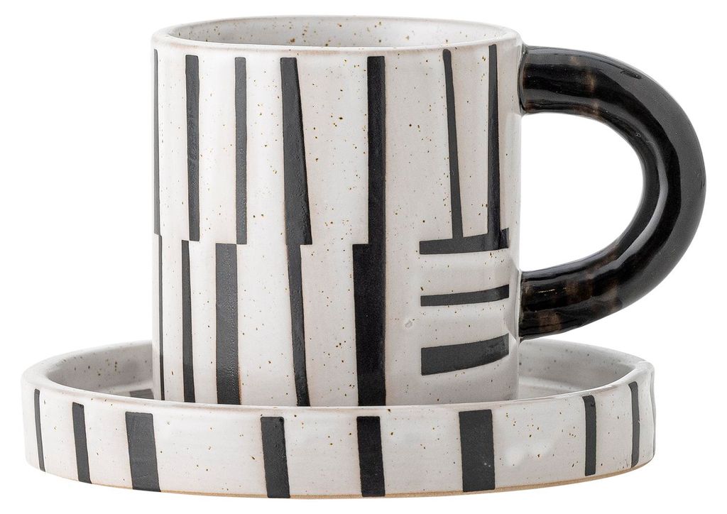 Frankie Tasse mit Untertasse, Schwarz, Steingut Produktbild 