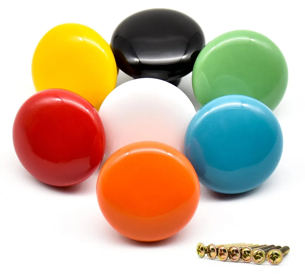 Lot de 7 boutons de tiroir en céramique colorée pour meuble d'enfant